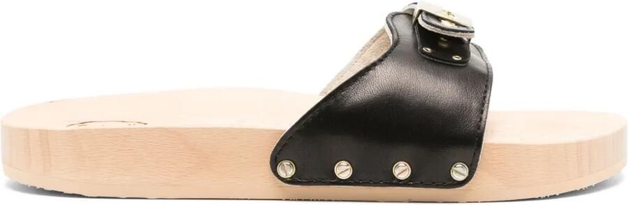 Scholl Pescura slippers met houten zool BLACK
