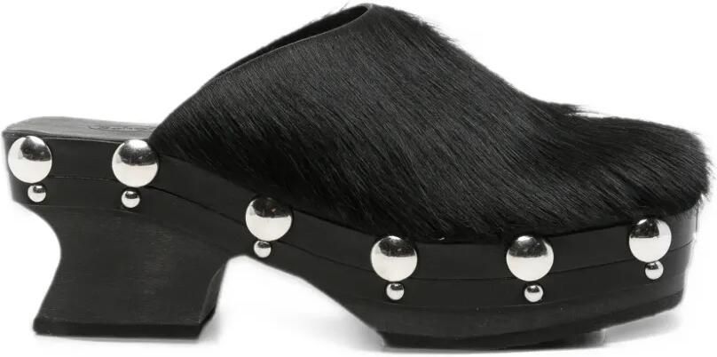Scholl pony-leather mules Zwart
