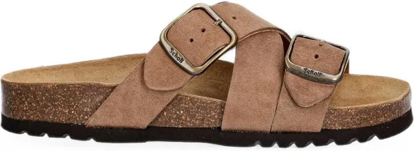 Scholl Sandalen met gespsluiting en gekruiste bandjes Bruin