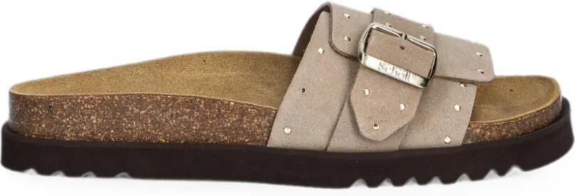 Scholl Slippers met gespsluiting en studs Beige