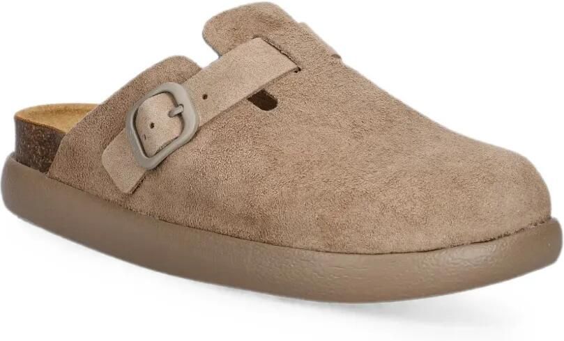 Scholl Suède slippers met gespsluiting Beige - Foto 2
