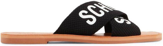 Schutz Slippers met logoprint Zwart