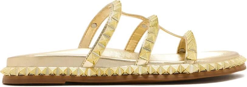 Schutz Raffie Up leren sandalen met studs Goud