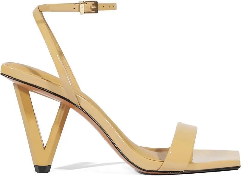 Schutz Sandalen met sculpturale hak en gelakte afwerking Beige