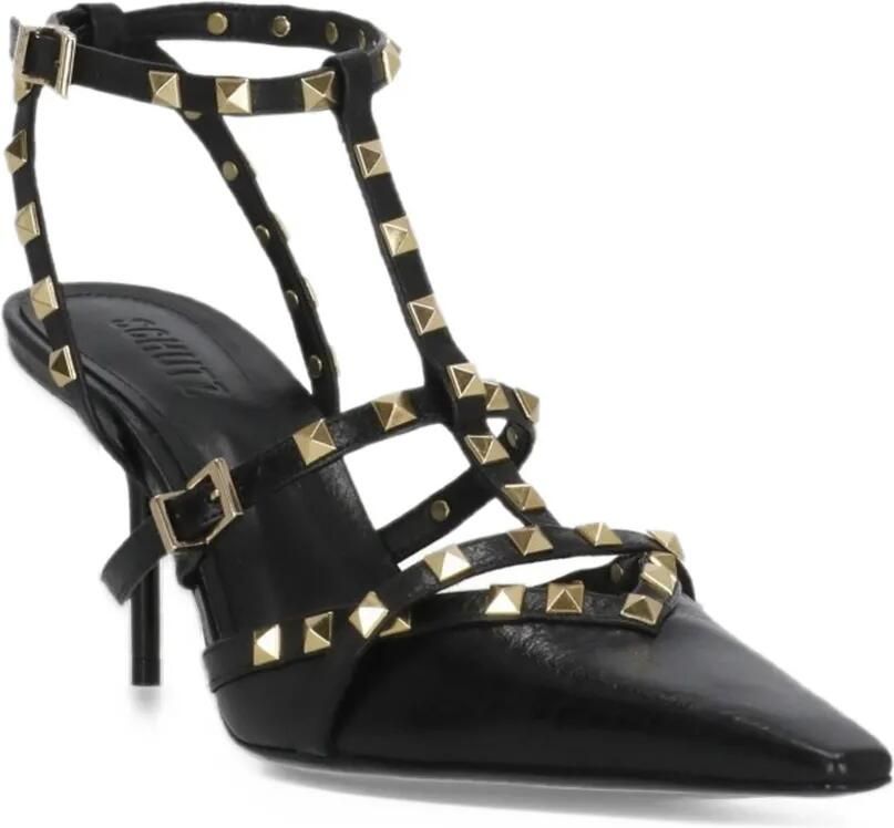 Schutz stud-embellished caged sandals Zwart - Foto 3