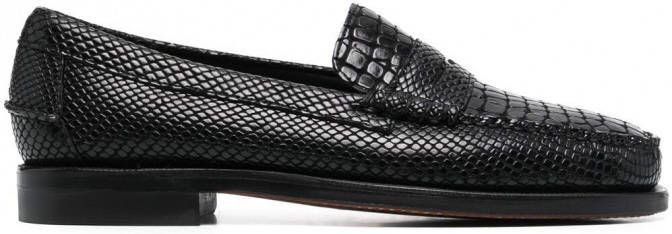 Heren Schoenen voor voor Instappers voor Loafers Ferragamo Leer Loafers Met Krokodillenleer-effect in het Zwart voor heren 