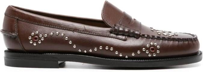 Sebago Dandette loafers met studs Bruin