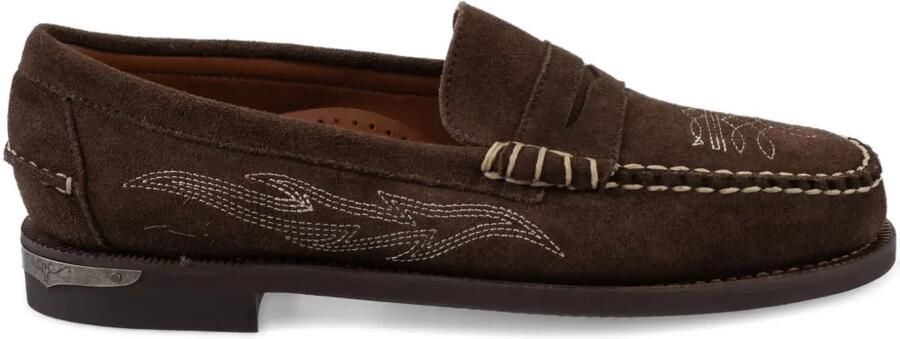 Sebago Dan Dallas penny loafers met borduurwerk Bruin
