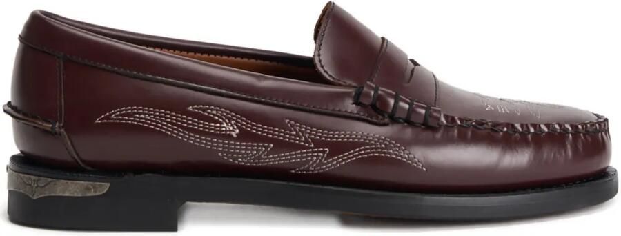 Sebago Dan El Paso penny loafers met borduurwerk Bruin