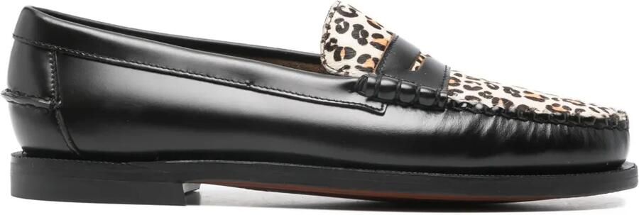Sebago Loafers met luipaardprint Zwart