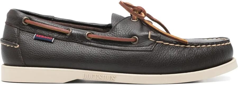 Sebago Dockside bewerkte leren bootschoenen Bruin
