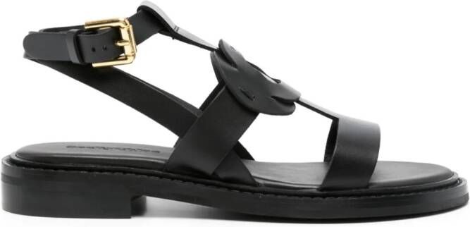 See by Chloé Leren sandalen met logo-reliëf Zwart