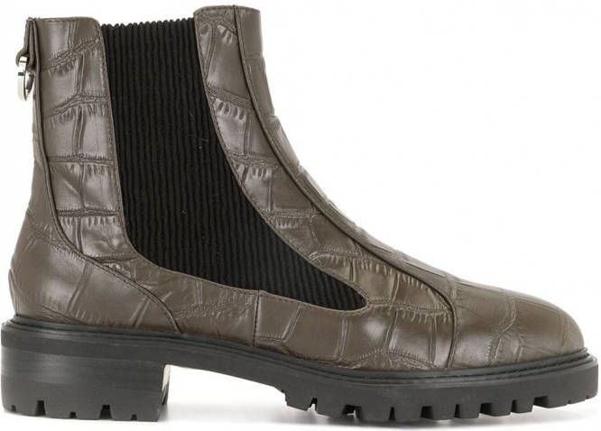 Dames Laarzen voor Dames Schoenen voor voor Laarzen voor Enkellaarzen KNWLS  Leer Laarzen Met Krokodillenleer-effect in het Bruin allware.com.br