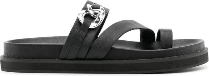 Senso Nikita leren sandalen met kettingdetail Zwart