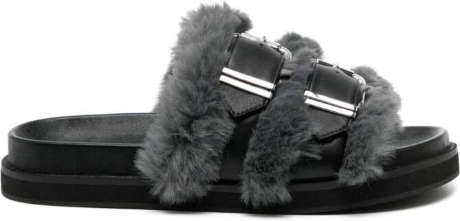 Senso Zali double-buckle leather sandals Zwart