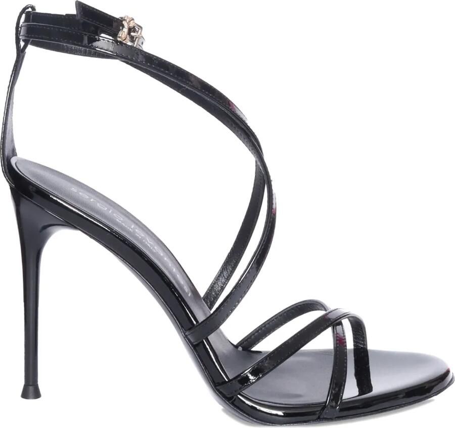 Sergio Levantesi 110 mm Rebel 5 lakleren sandalen met gekruiste bandjes Zwart