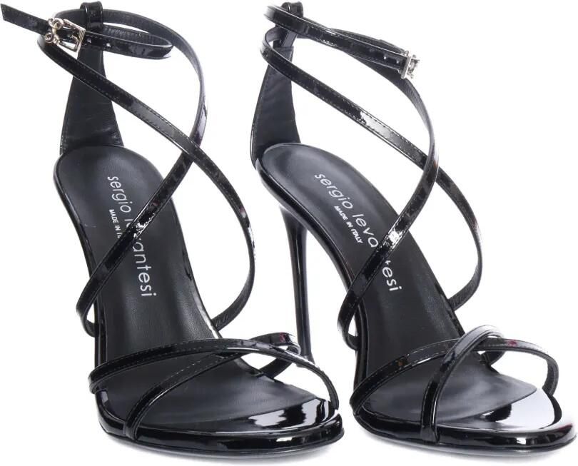 Sergio Levantesi 110 mm Rebel 5 lakleren sandalen met gekruiste bandjes Zwart - Foto 3