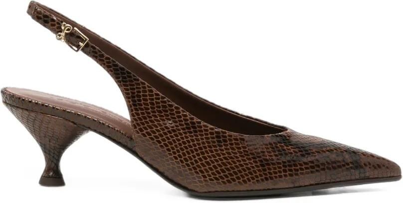 Sergio Levantesi Babila67 slingback pumps met slangen-effect Bruin