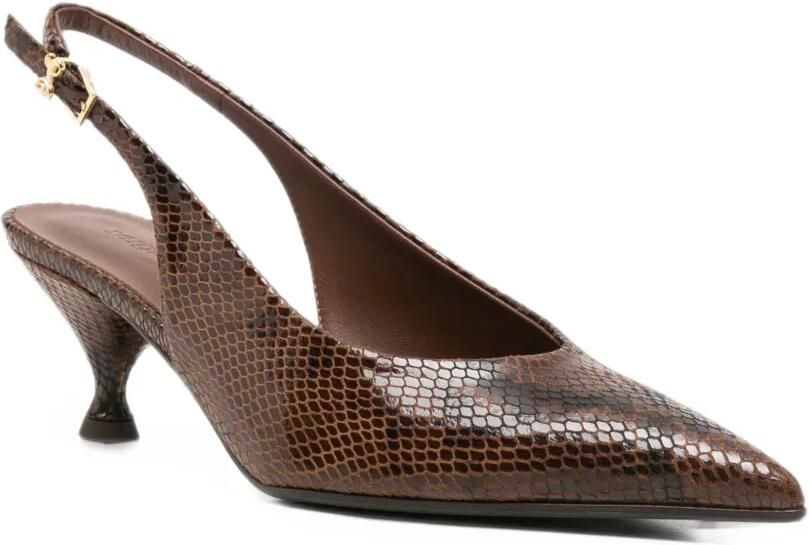 Sergio Levantesi Babila67 slingback pumps met slangen-effect Bruin - Foto 2
