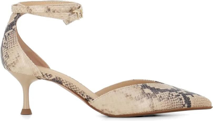Sergio Levantesi Décolletè Camelia 6 Aspis pumps met enkelbandje en slangen-effect Beige