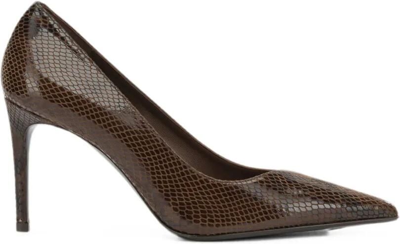Sergio Levantesi Pumps met slangenleer-effect en puntige neus Bruin
