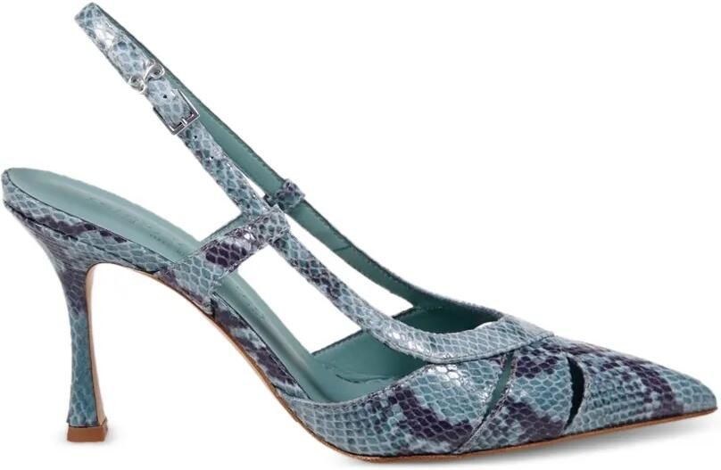 Sergio Levantesi Pumps met slangenprint en bandje Blauw - Foto 4