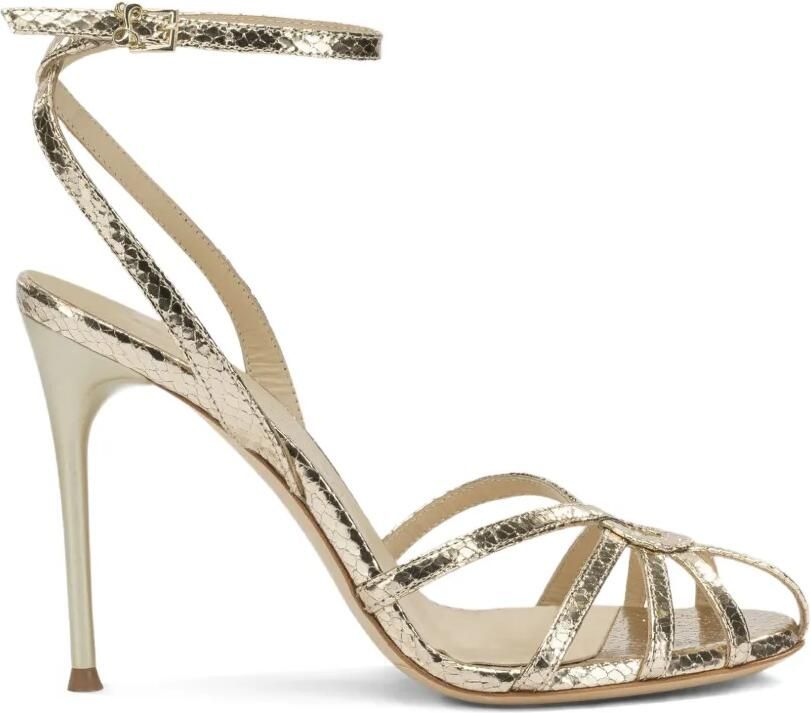 Sergio Levantesi Raykav6 sandalen met slangen-effect en bandjes Goud
