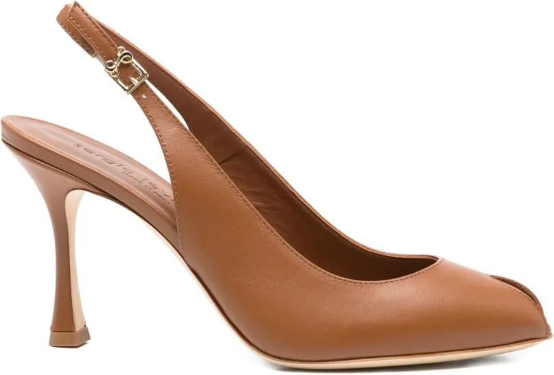 Sergio Levantesi Slingback sandalen met open neus Bruin