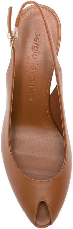 Sergio Levantesi Slingback sandalen met open neus Bruin - Foto 4