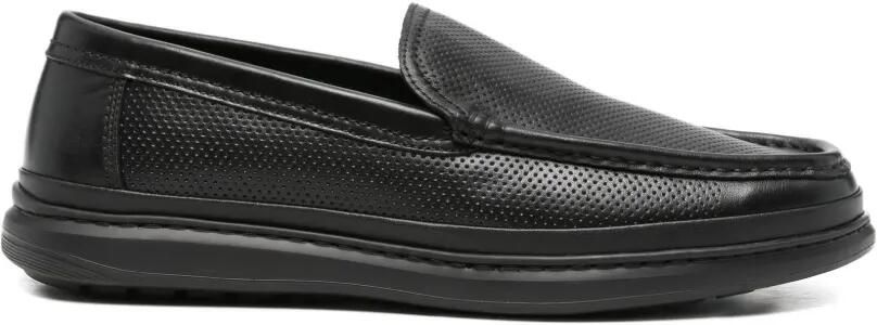 SERGIO MORETTI FIRENZE Geperforeerde leren loafers Zwart