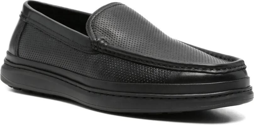 SERGIO MORETTI FIRENZE Geperforeerde leren loafers Zwart - Foto 2