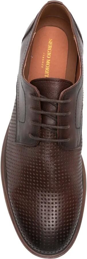SERGIO MORETTI FIRENZE Geperforeerde leren Oxford veterschoenen Bruin - Foto 4