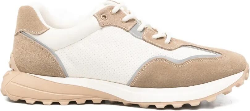 SERGIO MORETTI FIRENZE Geperforeerde sneakers met suède vlakken Beige