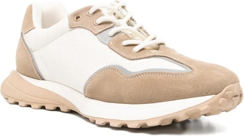 SERGIO MORETTI FIRENZE Geperforeerde sneakers met suède vlakken Beige - Foto 3