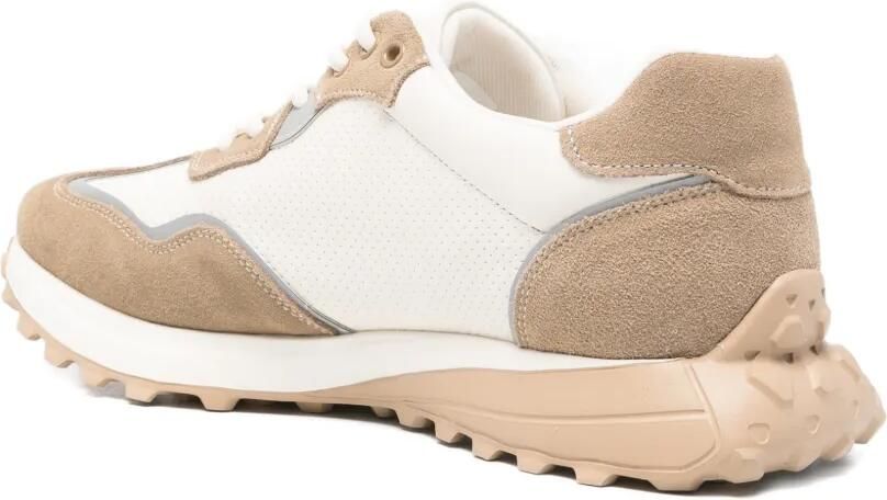 SERGIO MORETTI FIRENZE Geperforeerde sneakers met suède vlakken Beige - Foto 2