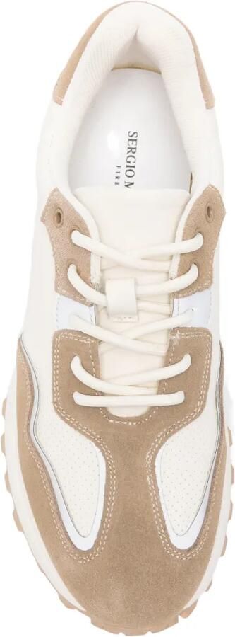 SERGIO MORETTI FIRENZE Geperforeerde sneakers met suède vlakken Beige - Foto 4