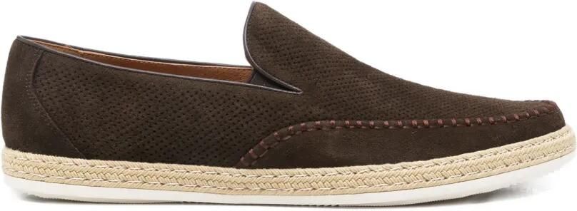 SERGIO MORETTI FIRENZE Geperforeerde suède loafers Bruin