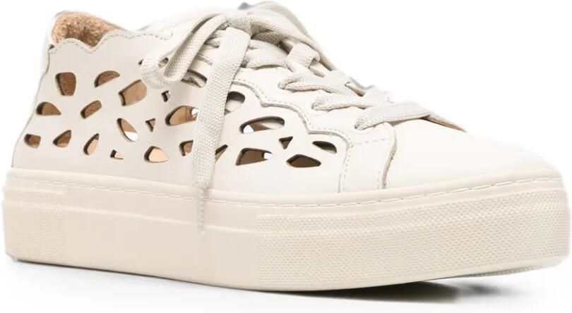 SERGIO MORETTI FIRENZE Gewelfde sneakers met uitgesneden details Beige - Foto 2