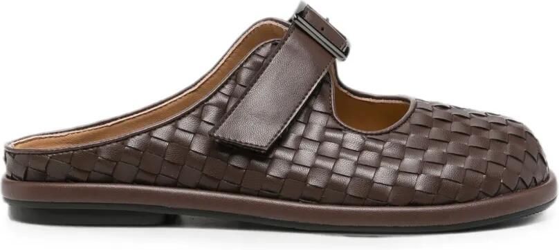 SERGIO MORETTI FIRENZE Geweven slippers met gespsluiting Bruin