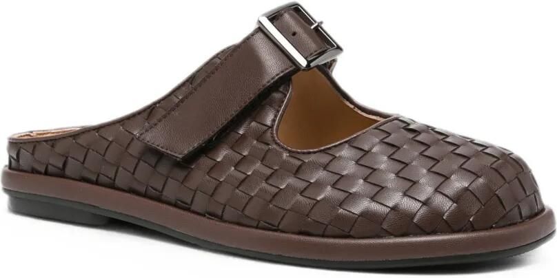 SERGIO MORETTI FIRENZE Geweven slippers met gespsluiting Bruin - Foto 3