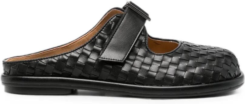 SERGIO MORETTI FIRENZE Geweven slippers met gespsluiting Zwart
