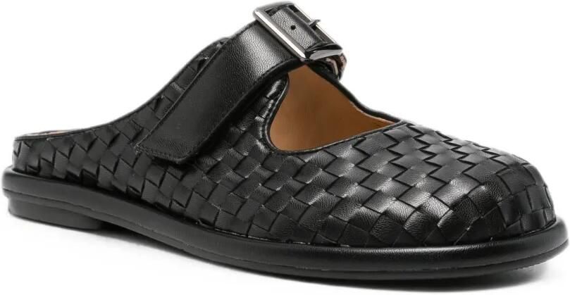 SERGIO MORETTI FIRENZE Geweven slippers met gespsluiting Zwart - Foto 2