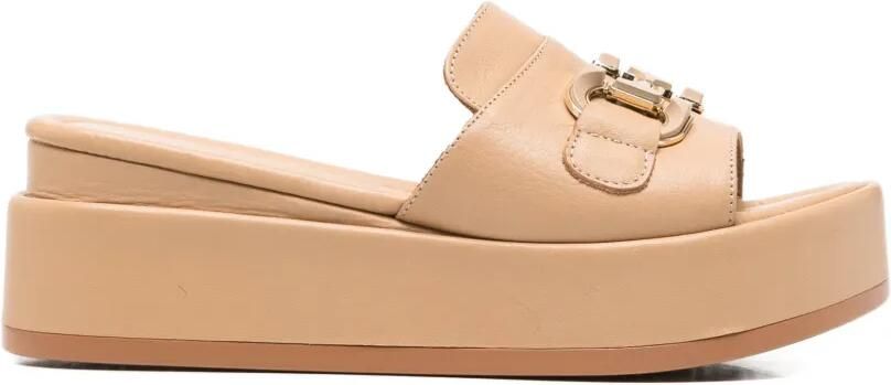 SERGIO MORETTI FIRENZE Horsebit sandalen met plateauzool Beige