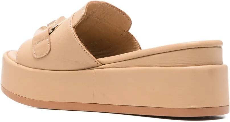 SERGIO MORETTI FIRENZE Horsebit sandalen met plateauzool Beige - Foto 2