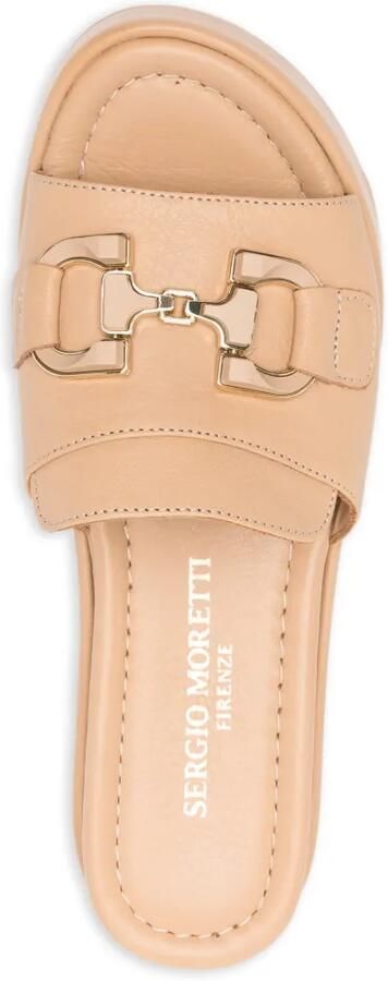 SERGIO MORETTI FIRENZE Horsebit sandalen met plateauzool Beige - Foto 4