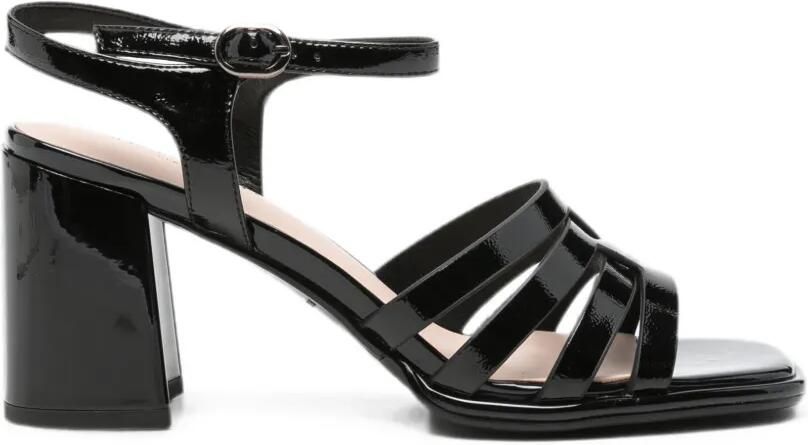 SERGIO MORETTI FIRENZE Lakleren gekooide sandalen Zwart
