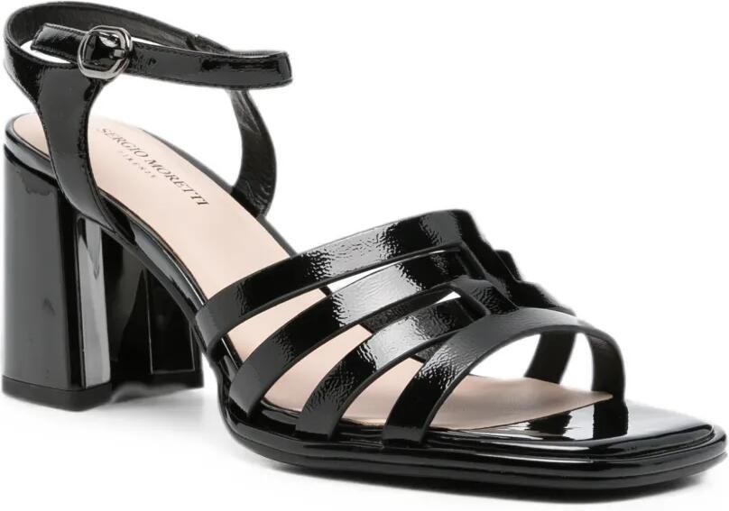 SERGIO MORETTI FIRENZE Lakleren gekooide sandalen Zwart - Foto 2