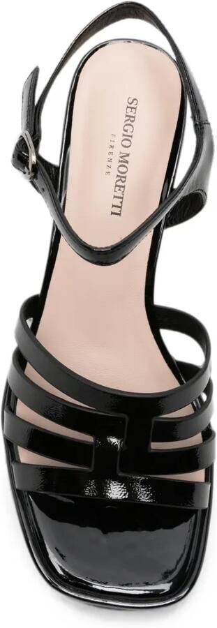 SERGIO MORETTI FIRENZE Lakleren gekooide sandalen Zwart - Foto 4