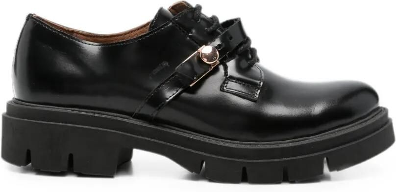 SERGIO MORETTI FIRENZE Leren derby schoenen met gesp-detail Zwart