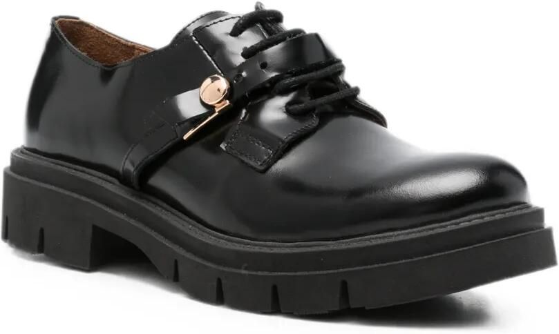 SERGIO MORETTI FIRENZE Leren derby schoenen met gesp-detail Zwart - Foto 2
